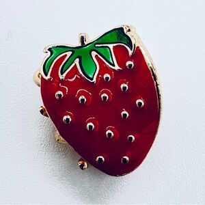 Red Strawberry Mini Hair Clip Metal New